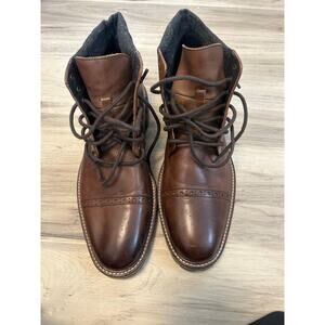 Warfield & Grand Potrero Mens Leather Lace Up Brown Brogue Compass Boots Sz 10.5